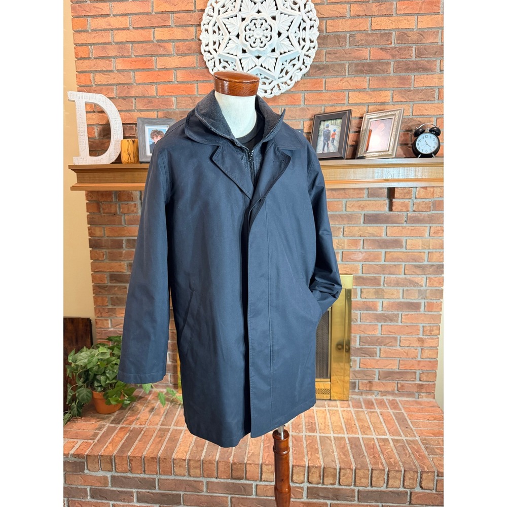 Chaps Mens Navy Commuter Overcoat Removable Wool Liner Quilted Jacket 42R